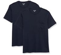 Amazon Essentials Camiseta con Bolsillo de Cuello a la Caja y Manga Corta Hombre, Pack de 2, Azul Marino, S