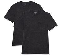 Amazon Essentials Camiseta con Bolsillo de Cuello a la Caja y Manga Corta Hombre, Pack de 2, Carbón Mezcla, XXL