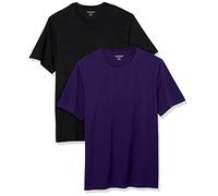 Amazon Essentials Camiseta con Bolsillo de Cuello a la Caja y Manga Corta Hombre, Pack de 2, Morado Oscuro/Negro, XXL