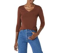Amazon Essentials Camiseta con Cuello en V y Manga 3/4 de Corte Estándar (Disponible en Tallas Grandes) Mujer, Chocolate, XL