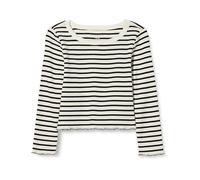 Amazon Essentials Camiseta Corta de canalé de Manga Larga para niñas pequeñas, Color Blanco y Negro, Rayas francesas, Talla 4T