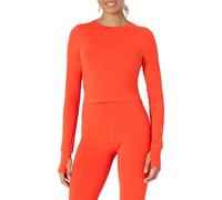 Amazon Essentials Camiseta Corta Deportiva FormFlex, Suave, Corte Ajustado, para Entrenamiento y Llevar debajo de otras Prendas Mujer, Rojo Brillante, M