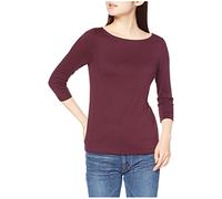 Amazon Essentials - Camiseta de cuello barco con mangas 3/4 de corte entallado para mujer ,Burgundy ,US XXL (EU 3XL - 4XL)