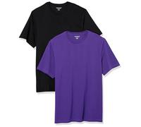 Amazon Essentials Camiseta de Cuello Redondo de Algodón, Manga Corta, Corte Clásico Hombre, Pack de 2, Morado Oscuro/Negro, XXL