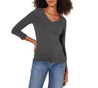 Amazon Essentials Camiseta de manga 3/4 con cuello en V para mujer (disponible en talla extragrande), color carbón jaspeado, talla XXL