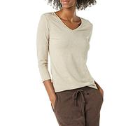 Amazon Essentials Camiseta de manga 3/4 con cuello en V para mujer (disponible en talla extragrande), color marrón jaspeado, talla XL