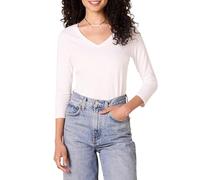 Amazon Essentials Camiseta de manga 3/4 con cuello en V para mujer (disponible en tallas grandes), color blanco, talla XL