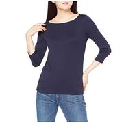 Amazon Essentials Camiseta de Manga 3/4 y Escote Barco de Corte Estrecho Mujer, Azul Marino, XXL