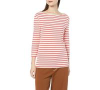 Amazon Essentials Camiseta de Manga 3/4 y Escote Barco de Corte Estrecho Mujer, Marfil Rojo Rayas, XXL