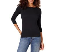 Amazon Essentials Camiseta de Manga 3/4 y Escote Barco de Corte Estrecho Mujer, Negro, S