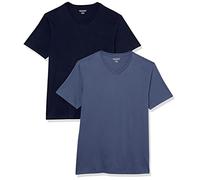 Amazon Essentials Camiseta de manga corta con cuello de pico Hombre, Paquete de 2, Azul Marino/Azul Oscuro, M