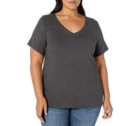 Amazon Essentials Camiseta de Manga Corta con Cuello en V de Talla Grande Mujer, Carbón Mezcla, 5XL Grande
