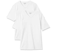 Amazon Essentials Camiseta de manga corta con cuello en V para hombre, ajuste regular, paquete de 2, color blanco, talla XS (disponible en tallas para grandes y altos)