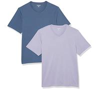 Amazon Essentials Camiseta de manga corta con cuello en V para hombre, ajuste regular, paquete de 2 (disponible en tallas para grandes y altos), color azul lavado/lavanda, talla S