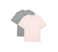 Amazon Essentials Camiseta de manga corta con cuello en V para hombre, ajuste regular, paquete de 2 (disponible en tallas para grandes y altos), color gris jaspeado/rosa pálido, talla M