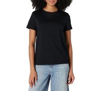 Amazon Essentials Camiseta de Manga Corta con Cuello Redondo 100 % Algodón, Corte Estándar Mujer, Pack de 2, Negro, L