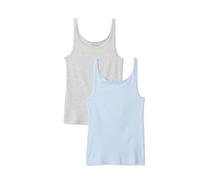 Amazon Essentials Camiseta de Tirantes Ajustada para Mujer; Paquete de 2 Unidades, Color Azul Claro/Gris Claro Jaspeado, Talla L