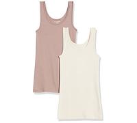 Amazon Essentials Camiseta de Tirantes de Ajuste Entallado Mujer, Pack de 2, Beige/Marrón, S