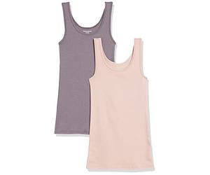 Amazon Essentials Camiseta de Tirantes de Ajuste Entallado Mujer, Pack de 2, Carmín/Malva, XL