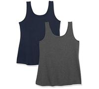 Amazon Essentials Camiseta de tirantes de talla grande Mujer, Pack de 2, Azul Marino/Carbón Mezcla, 5XL Grande