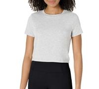 Amazon Essentials Camiseta Deportiva Corta de Algodón, Suave y Ligera, con Cuello Redondo y Manga Corta para Entrenamiento y Yoga Mujer, Gris Claro Mezcla, M