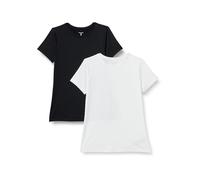 Amazon Essentials Camiseta Elástica de Secado Rápido, Manga Corta y Cuello Redondo para Gimnasio (Disponible en Tallas Grandes) Mujer, Lot de 2, Blanco/Negro, XXL