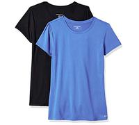 Amazon Essentials Camiseta Elástica de Secado Rápido, Manga Corta y Cuello Redondo para Gimnasio (Disponible en Tallas Grandes) Mujer, Lot de 2, Azul Brillante/Negro, M