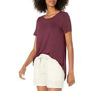 Amazon Essentials Camiseta Holgada de Manga Corta y Cuello Redondo y Amplio (Disponible en Tallas Grandes) Mujer, Burdeos, XS