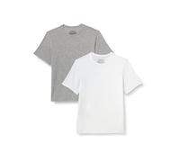 Amazon Essentials Camiseta Interior de Manga Corta de Modal Supersuave y Ligera Hombre, Paquete de 2, Blanco/Gris Chiné Moyen, XXL