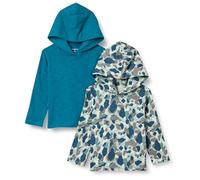 Amazon Essentials Camiseta Ligera de Manga Larga con Capucha Niño, Pack de 2, Cian Oscuro/Camuflaje, 11-12 años