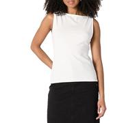 Amazon Essentials Camiseta sin Mangas Ajustada de Punto Acanalado con Cuello Barco para Mujer, Color Blanco, Talla M