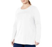 Amazon Essentials Camiseta Studio de Manga Larga y diseño Holgado (Disponible en Tallas Grandes) Mujer, Blanco, M
