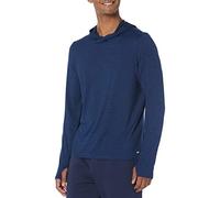 Amazon Essentials Camiseta Tech Stretch de manga larga con capucha para hombre, color azul marino, talla XS