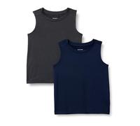Amazon Essentials Camiseta Técnica Elastizada de Tirantes Niño, Pack de 2, Azul Marino/Grafito Mezcla, 10 años