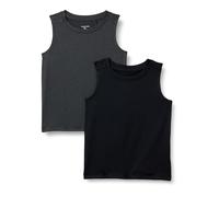 Amazon Essentials Camiseta Técnica Elastizada de Tirantes Niño, Pack de 2, Grafito Mezcla/Negro, 5 años