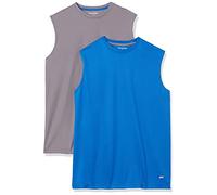 Amazon Essentials Camiseta Técnica sin Mangas, Musculación, Rendimiento Deportivo Hombre, Paquete de 2, Gris Moyen/Azul Real, XXL