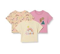 Amazon Essentials Camisetas de Manga Corta para niñas pequeñas, Paquete de 3, Insignias/Unicornio/vagabundo, 3T