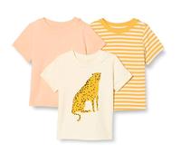 Amazon Essentials Camisetas de Manga Corta Unisex Bebés, Pack de 3, Melocotón Pastel/Guepardo/Rayas, 6-9 meses