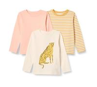 Amazon Essentials Camisetas de Manga Larga 100 % Algodón de Corte Holgado Unisex Bebés, Pack de 3, Guepardo/Rayas, Prematuro