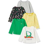 Amazon Essentials Camisetas Manga Larga Niña, Pack de 5, Verde/Alligator Yoga, 2 años