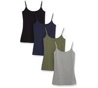 Amazon Essentials Camisola Ajustada para Mujer, Paquete de 4, Negro/Gris/Azul Marino/Oliva, Talla XL