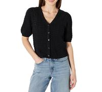 Amazon Essentials Cárdigan de manga corta de ganchillo de ajuste relajado Mujer, Negro, XS