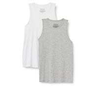 Amazon Essentials Chaleco Interior sin Mangas de Modal Supersuave y Ligero Hombre, Paquete de 2, Blanco/Gris Chiné Moyen, L