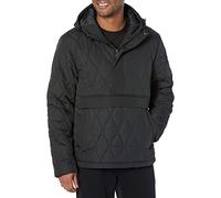 Amazon Essentials Chaqueta Acolchada Estilo Anorak con Capucha y Cremallera De Un Cuarto Hombre, Negro, XS