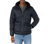 Amazon Essentials Chaqueta Acolchada Resistente a la Lluvia de Manga Larga y Forro Polar Hombre, Negro, XXL