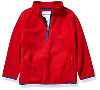Amazon Essentials Chaqueta con Cremallera de un Cuarto de Forro Polar Niño, Rojo, 6-7 años