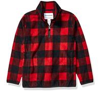 Amazon Essentials Chaqueta con Cremallera de un Cuarto de Forro Polar Niño, Rojo Cuadros Grandes, 8 años