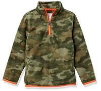 Amazon Essentials Chaqueta con Cremallera de un Cuarto de Forro Polar Niño, Verde Patrón de Camuflaje, 4 años