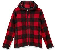 Amazon Essentials Chaqueta de Forro Polar con Capucha y Cremallera Completa Niño, Rojo Cuadros de Vichy, 10 años