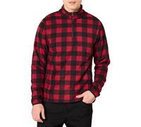 Amazon Essentials Chaqueta de Forro Polar con Cremallera de un Cuarto Hombre, Negro Rojo Cuadros de Vichy, XXL